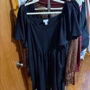 Ava & Viv Black Ruffle Sleeve Dress